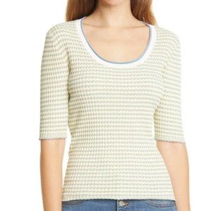 VERONICA BEARD Dany Ribbed Intarsia-knit Top In Multi NWT